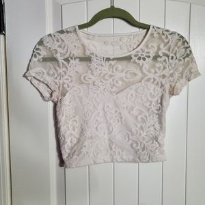 White lace cropped shirt size S
